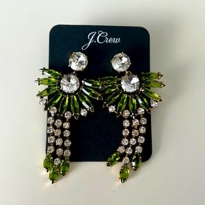J. Crew Green Crystal Art Deco Earrings